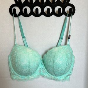 New Victoria’s Secret Dream Angels Demi mint green lace bra size 32DDD BNWT